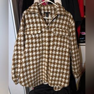 Forever 21 Brown and Cream Houndstooth Jacket